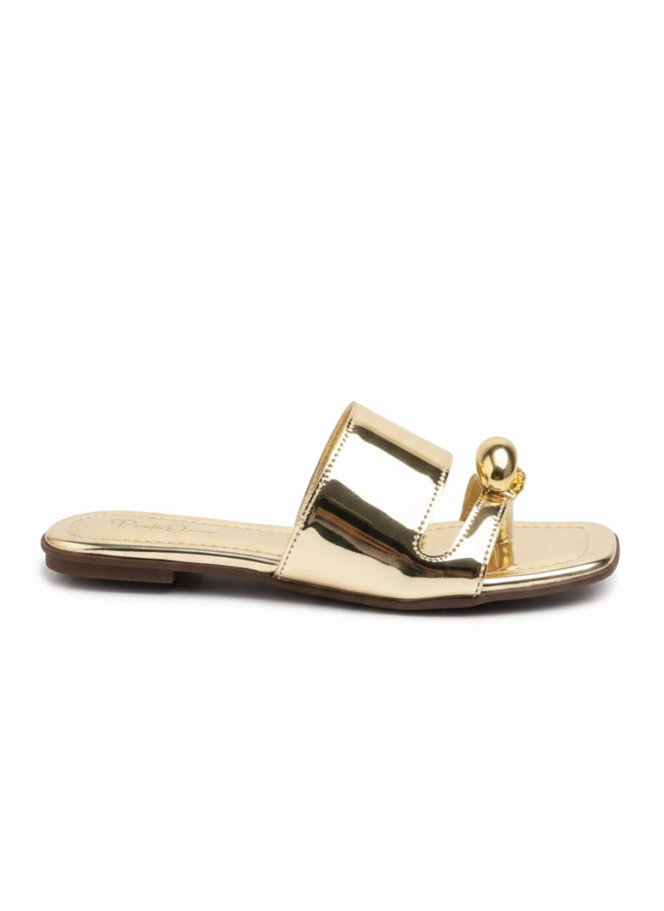 Rasteirinha Feminina Preta Slide Esfera Dourada | Leve, Macia e Elegante - Envio Imediato 🚀